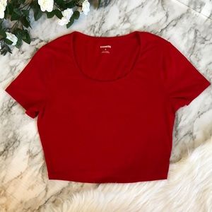 Express Red Short Sleeve Crop Top Size Sma…